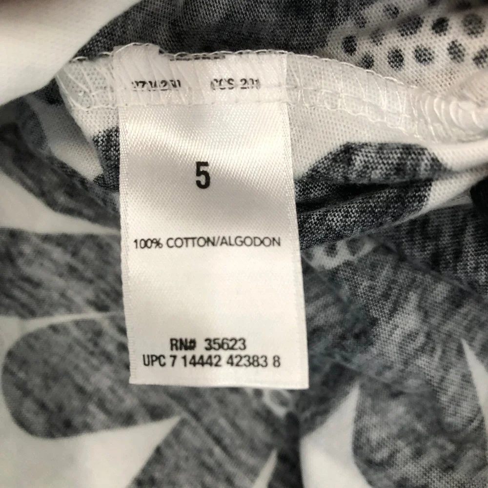 Carter's Top Girls Size 5 White Black Floral Daisy Red Pockets Long Sleeve Tunic